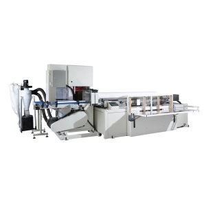 sp450 big diameter towel paper maxi roll paper band saw cutting machine